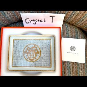 AUTH Hermes Gold Mosaique Au 24 sushi plate